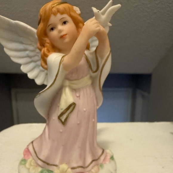 Pink Angel Figurine with Gold Accents - Picture 1 of 5